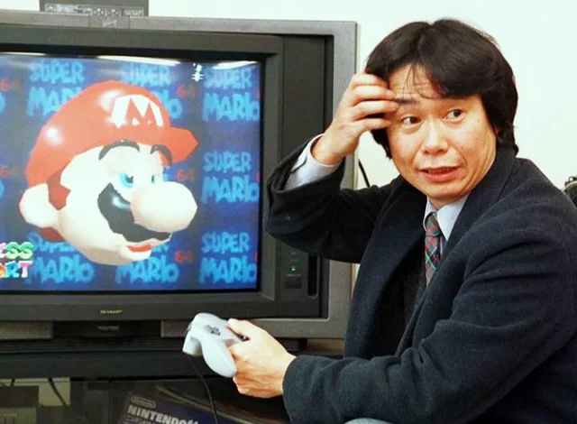 Miyamoto con Mario 64